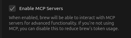 Enable MCP Servers toggle